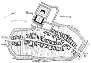 Dorf und Schloß Gelsdorf. Plan von 1826 (aus: Rhein. Vjbl. 1950)